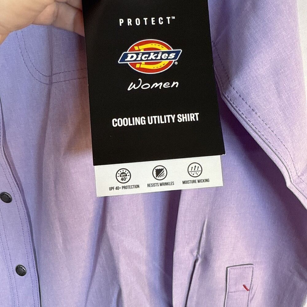 Dickies Temp IQ Women's Cooling Utility Long Sleeve Shirt Purple Snap Size XS - Picture 9 of 16